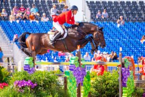 PN6K7C Tryon, California, USA. 19th Sept 2018. Szabolcs Krucso riding Chacco Blue ll. HUN. FEI World Team & Individual Jumping Championships. First Competition. Shiowjumping. 1.55m. Table C. Day 8. World Equestrian Games. WEG 2018 Tryon. North Carolina. USA. 19/09/2018. Credit: Sport In Pictures/Alamy Live News